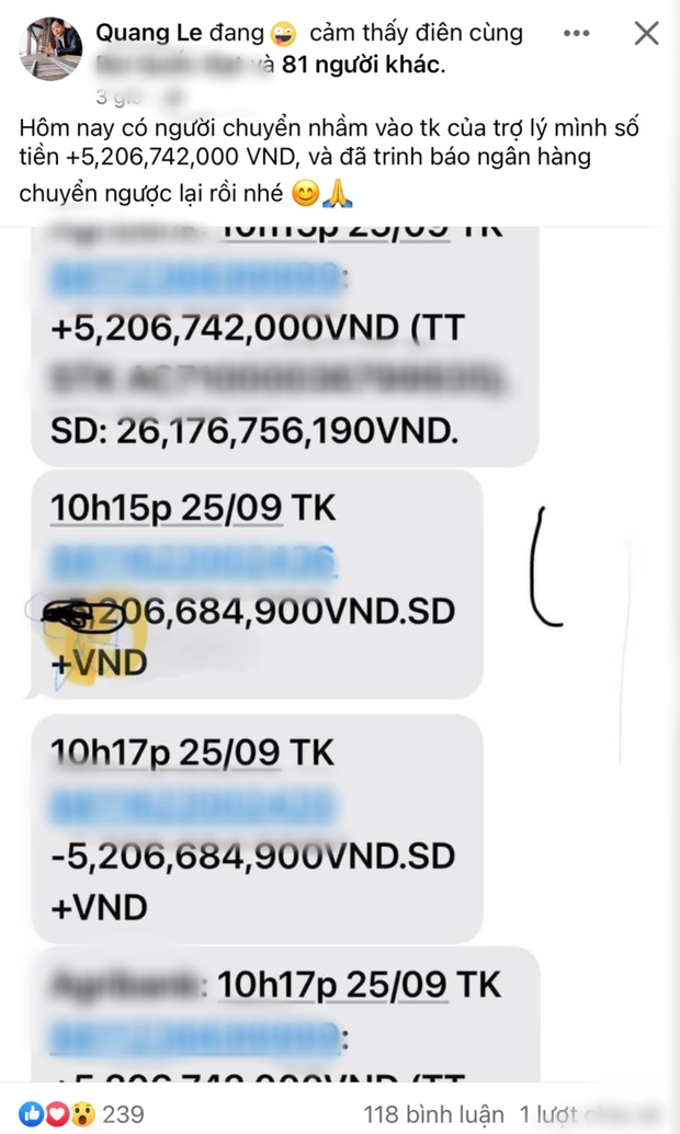 Sao nam Vbiz được chuyển nhầm hơn 5 tỉ đồng, lộ số dư tài khoản ngân hàng khủng gây choáng-1