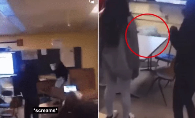 Giáo viên ngất xỉu tại chỗ vì bị học sinh ném ghế vào đầu, video vụ việc gây phẫn nộ-1