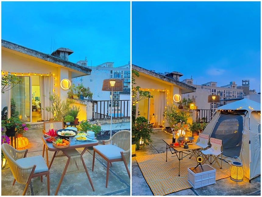 Đi thuê nhà, cô gái cải tạo sân thượng cũ thành vườn chill lãng mạn-6