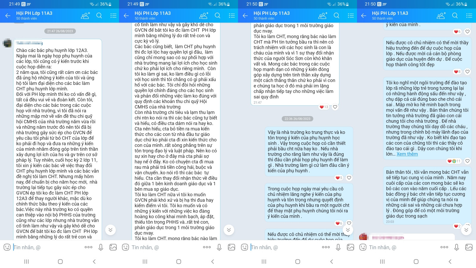 Nội dung tin nhắn khiến phụ huynh bị Trường THPT Lạc Long Quân mời lên làm việc-1