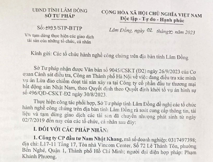 Sở Tư pháp tỉnh Lâm Đồng nói gì về thông tin ca sĩ Khánh Phương nói trong cuộc livestream?-1