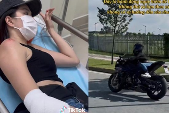 Ngọc Trinh đăng khoảnh khắc ghi lại cảnh gặp tai nạn khi vừa tạo dáng vừa lái moto, công khai nhận sai 1 chuyện