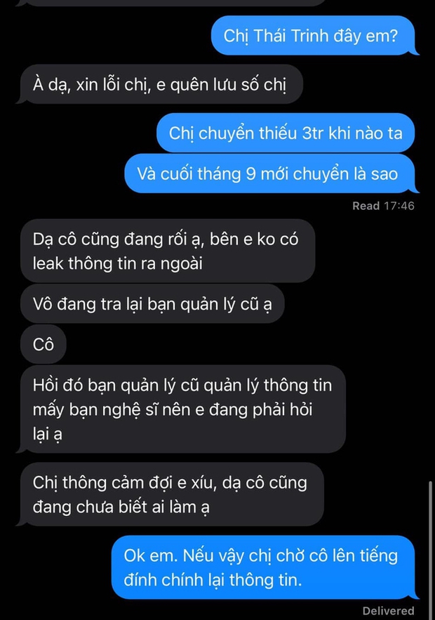 Thái Trinh lên tiếng trước tin quỵt 3 triệu đồng tiền học thanh nhạc O Sen Ngọc Mai-3