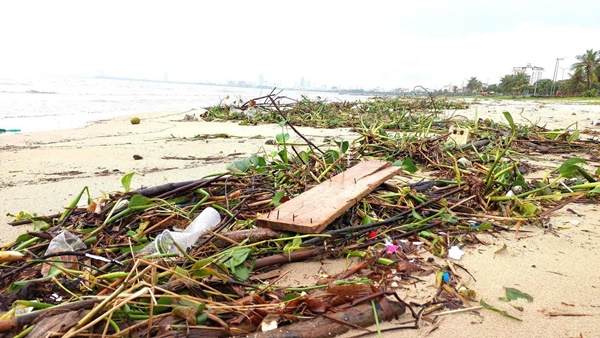 Chục tấn rác thải phủ kín vịnh Đà Nẵng sau mưa lũ-4