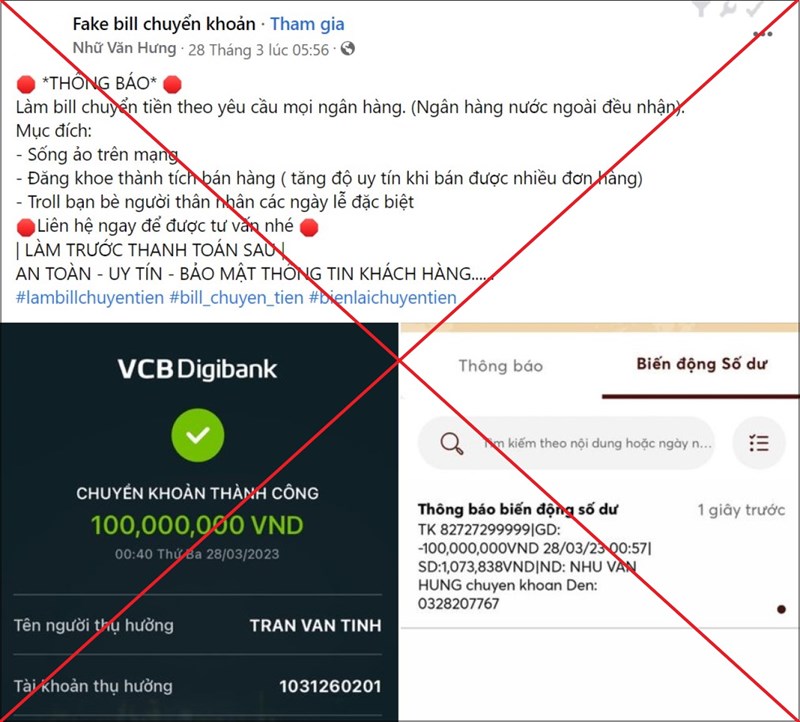 Tràn lan dịch vụ fake bill chuyển khoản trên MXH, chú ý chi tiết này để không dính bẫy!-5