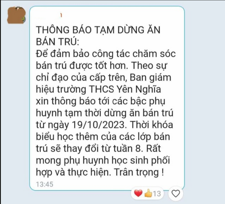 Hà Nội: Trường THCS Yên Nghĩa sẽ tổ chức ăn bán trú trở lại vào tuần sau-1