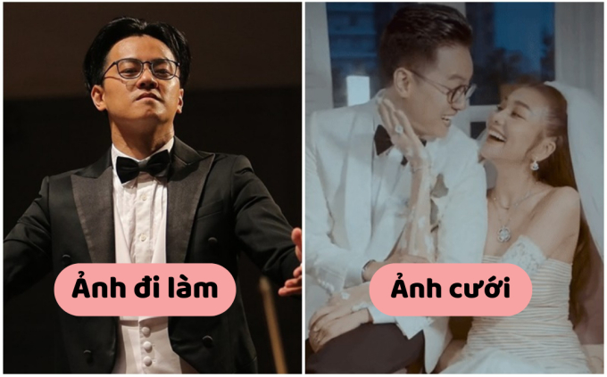 Hậu trường ảnh cưới: Nhạc trưởng Trần Nhật Minh cười tươi rói khi ở cạnh vợ đẹp, biểu cảm khác hẳn lúc đi làm-4