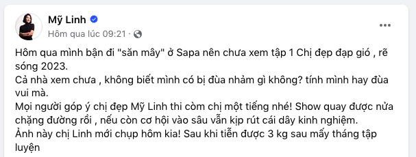Mỹ Linh đăng đàn nhắc thẳng chuyện đùa nhảm với Lệ Quyên, làm lộ luôn kết quả show Chị đẹp đạp gió rẽ sóng-1