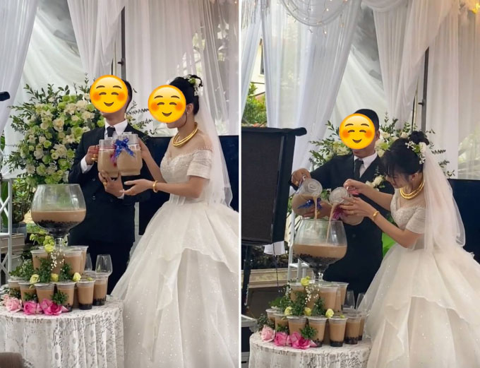 Đám cưới gây sốt với màn rót trà sữa: Ai cũng khen ngợi vì quá sáng tạo lại không gây lãng phí-1