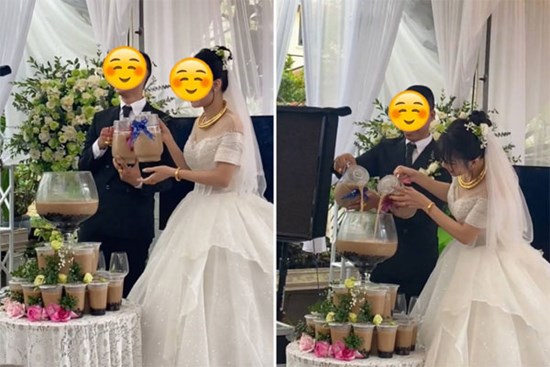 Đám cưới gây sốt với màn rót trà sữa: Ai cũng khen ngợi vì quá sáng tạo lại không gây lãng phí