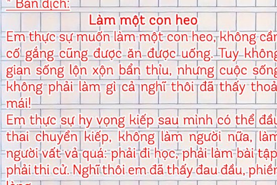 Học sinh tiểu học viết văn kể mơ ước 