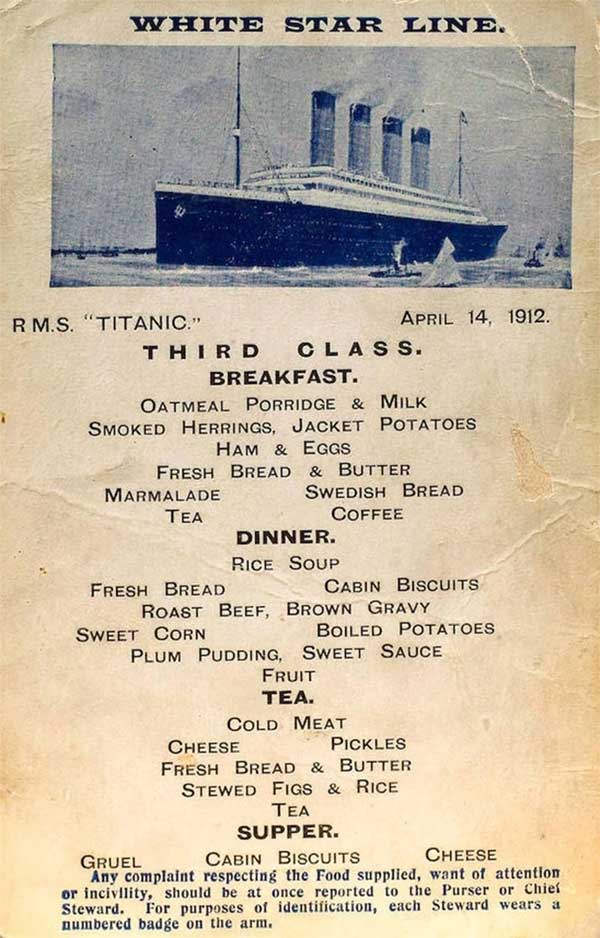 Khách ở khoang hạng nhất trên tàu Titanic trước khi bị đắm được ăn gì?-4