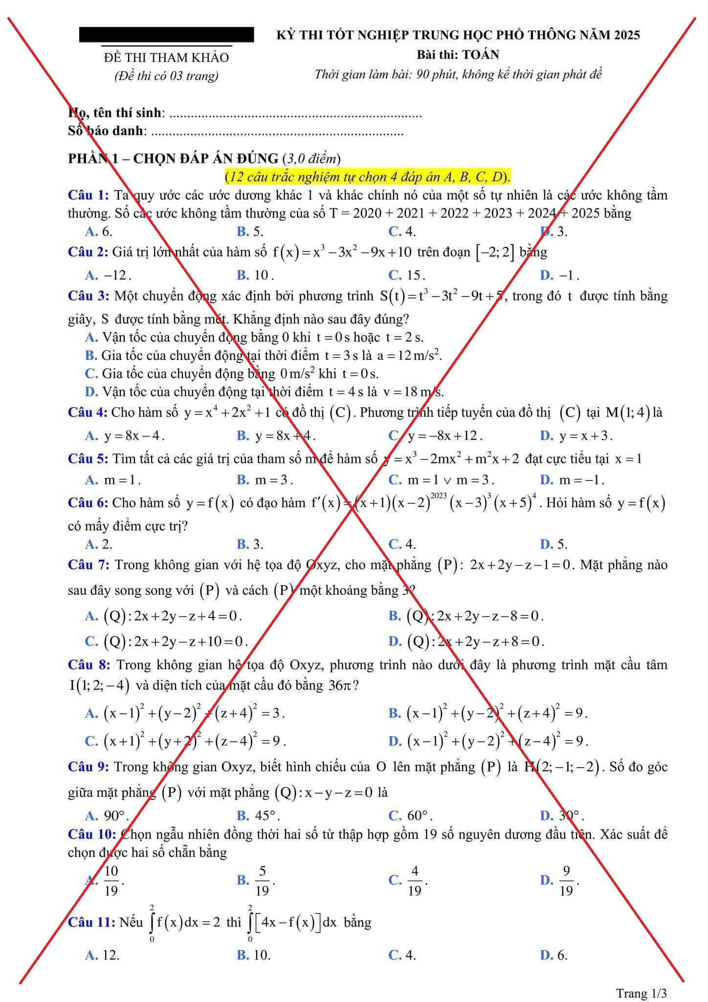 Giả mạo Bộ GD&ĐT công bố đề tham khảo thi tốt nghiệp THPT 2025-1