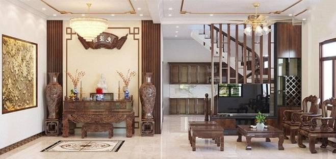 Những mẫu phòng khách kết hợp phòng thờ đem lại tài lộc, sung túc-1