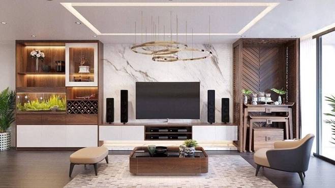 Những mẫu phòng khách kết hợp phòng thờ đem lại tài lộc, sung túc-3
