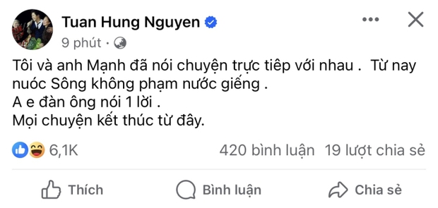 Tuấn Hưng đăng đàn tuyên bố nước sông không phạm nước giếng với Duy Mạnh sau khi bị dạy dỗ chuyện gia đình-2