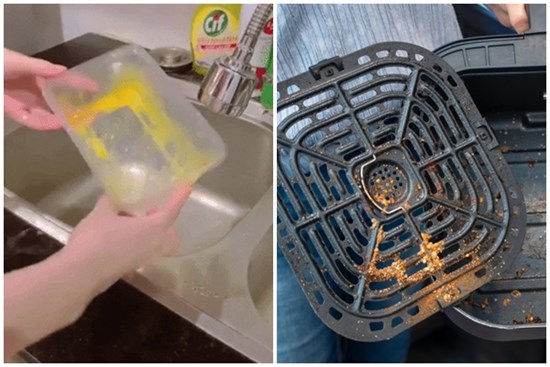 Học đầu bếp nhà hàng cách rửa sạch dầu mỡ trên hộp nhựa, nồi chiên không dầu vô cùng đơn giản, chẳng cần kỳ cọ