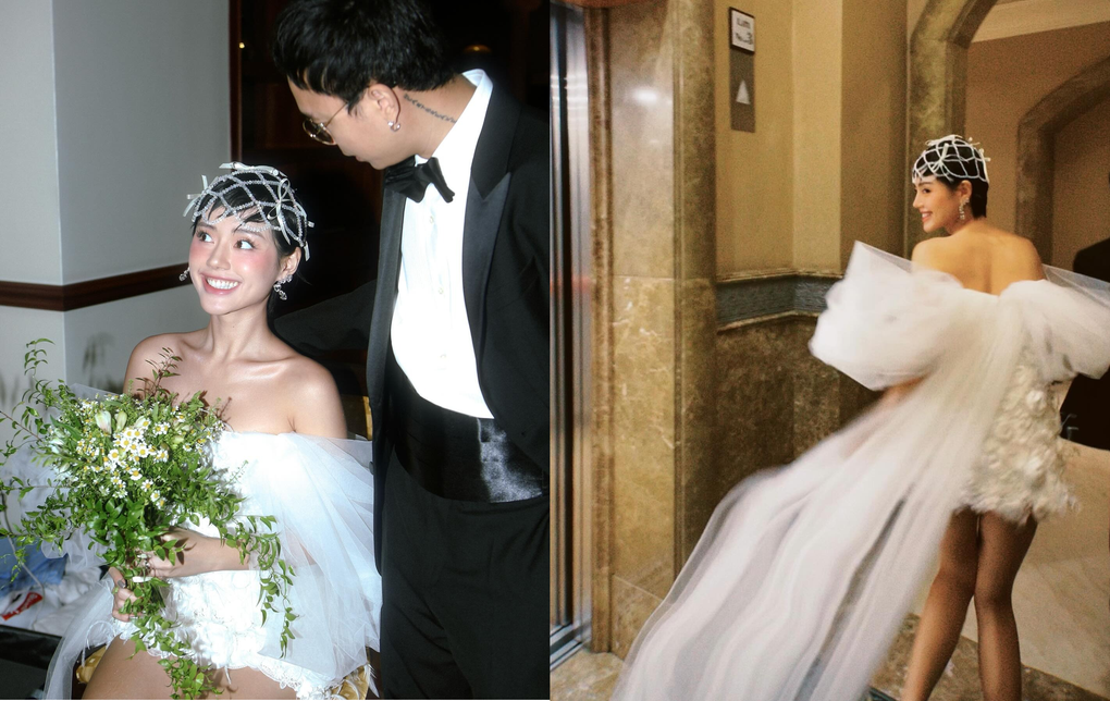 Khánh Linh Cô Em Trendy mặc váy ngắn trong lễ cưới kín đáo tại Hà Nội-3