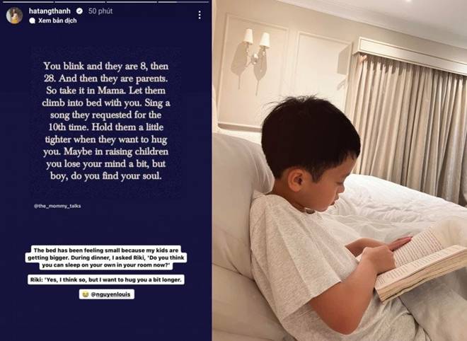 Con trai Tăng Thanh Hà 8 tuổi chưa tự ngủ riêng, câu trả lời khi được hỏi làm ai nghe cũng tan chảy-1