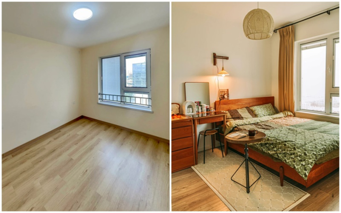 Mua nhà nhỏ đến mức bị tưởng là hành lang chờ thang máy, cặp đôi hô biến thành không gian sống ấm áp và đậm màu retro-5