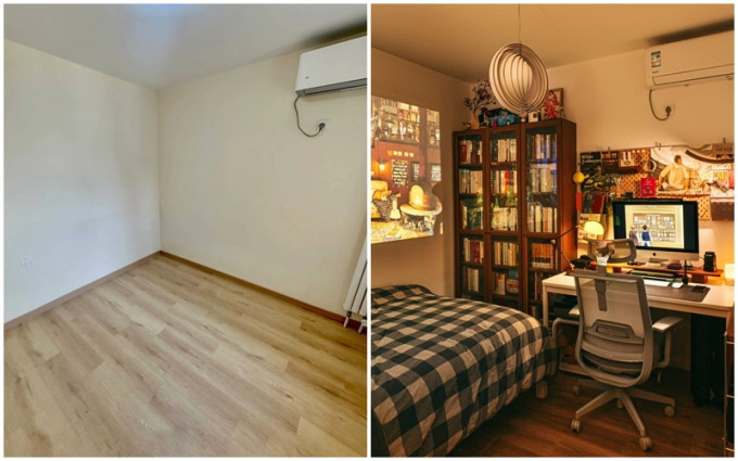 Mua nhà nhỏ đến mức bị tưởng là hành lang chờ thang máy, cặp đôi hô biến thành không gian sống ấm áp và đậm màu retro-6