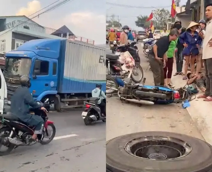Nam thanh niên bất tỉnh vì bị bánh ô tô văng trúng người-1