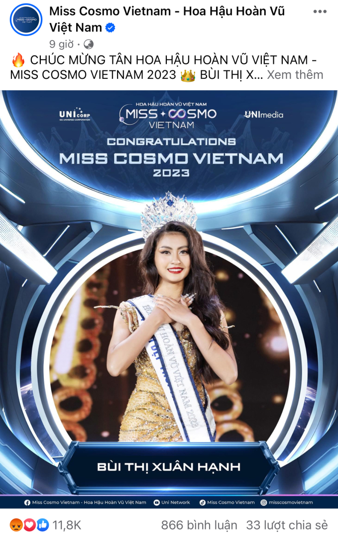 Fanpage Hoa hậu Hoàn vũ Việt Nam nhận bão phẫn nộ hậu kết quả đăng quang của Bùi Thị Xuân Hạnh-5