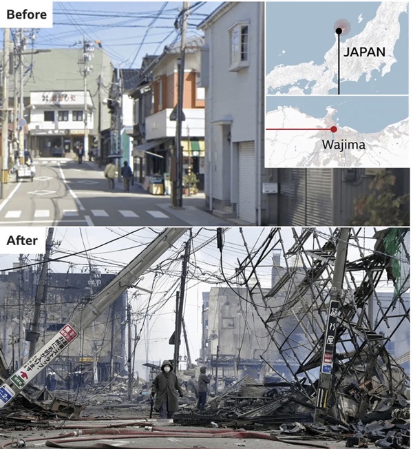 Hình ảnh mặt đất bị tách ra sau động đất ở Nhật Bản-7