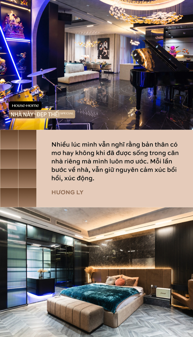 Đột nhập” căn penthouse 450m2 của Hương Ly: Tông đen xám chủ đạo như nhà tài phiệt phim Hàn Quốc, không ngại đầu tư nội thất đắt tiền-13