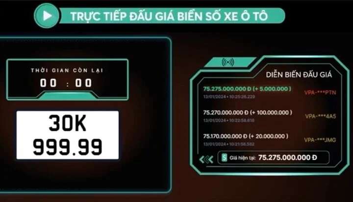 Biển số ngũ quý 9 của Hà Nội trúng đấu giá kỷ lục hơn 75 tỷ đồng-1