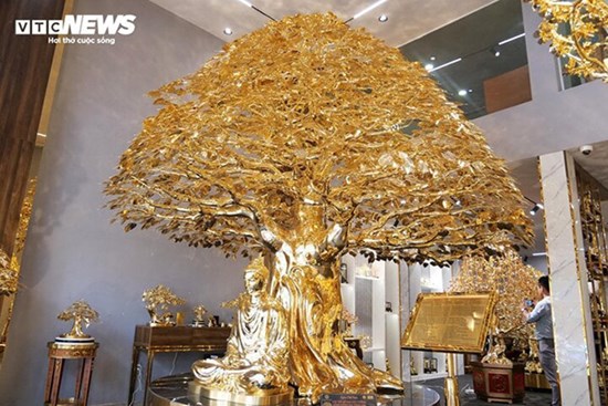 Chiêm ngưỡng cây bồ đề mạ vàng, nặng hơn 1 tấn ở TP.HCM