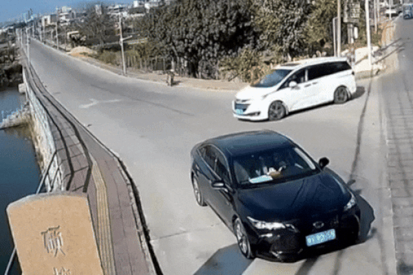 Clip: Vào cua, ô tô đâm gãy lan can rồi cắm đầu xuống hồ nước