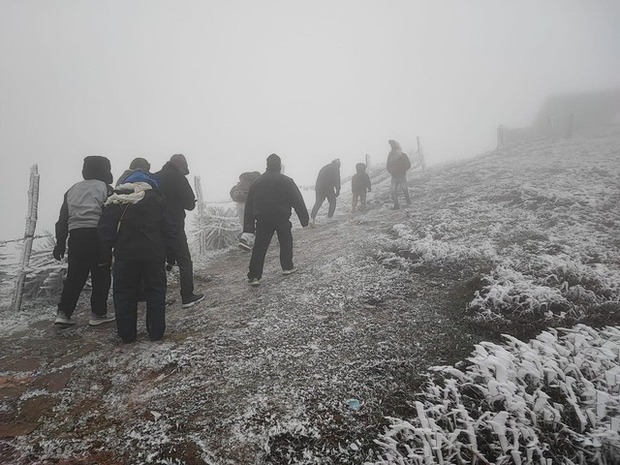 Băng tuyết phủ trắng đỉnh Mẫu Sơn, du khách kéo lên ngắm-5