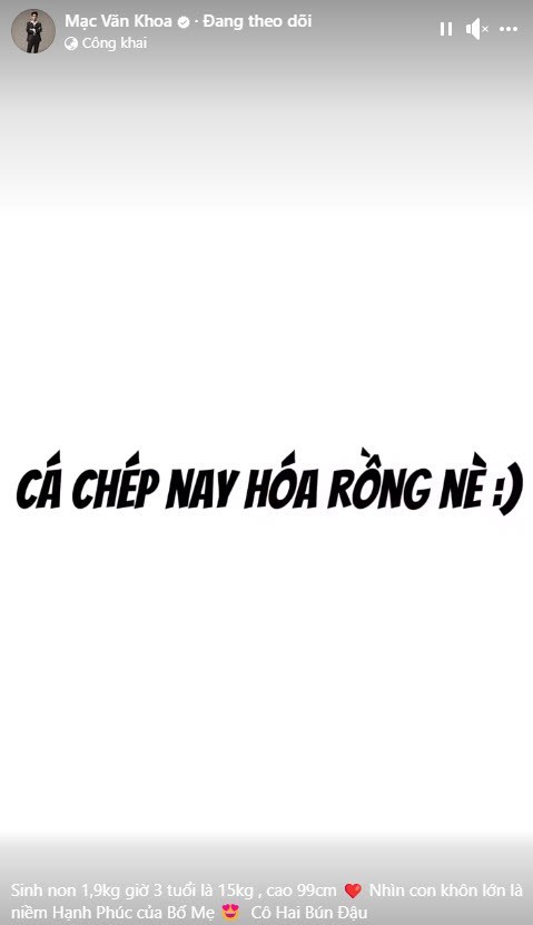 Con gái Mạc Văn Khoa sinh thiếu tháng 1,9kg giờ như cá chép hóa Rồng, 3 tuổi nặng 15kg, chiều cao gây ngỡ ngàng-4