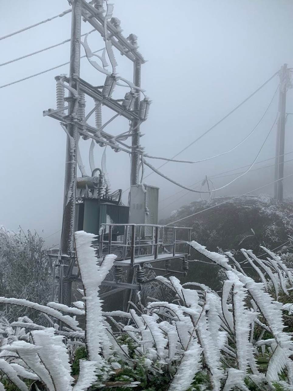 Công nhân Điện lực Lạng Sơn tăng cường nhân lực vận hành lưới điện dưới băng giá-1