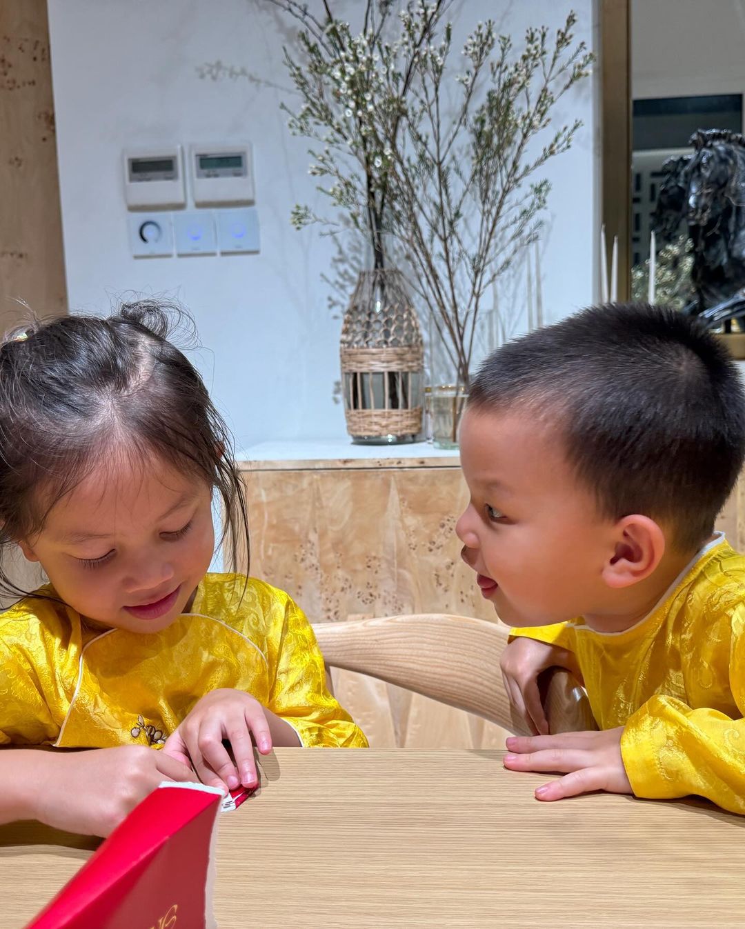 Cặp sinh đôi nhà Hồ Ngọc Hà mặc áo dài chụp ảnh Tết nhưng lạ lắm: Leon đã tấu hài, nhìn sang Lisa còn quậy hơn-3