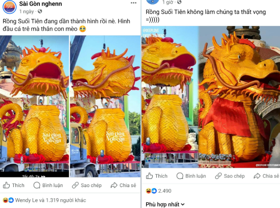 Linh vật rồng đầu cá trê đón Tết ở Suối Tiên gây bão mạng: Đại diện khu du lịch nói gì?-1