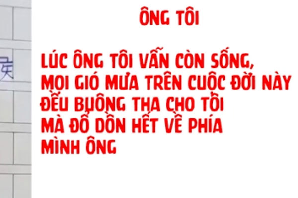 Bài văn Ông tôi của cậu bé lớp 2 giành giải thưởng, chỉ vỏn vẹn 26 chữ nhưng khiến ai cũng rơi lệ-1