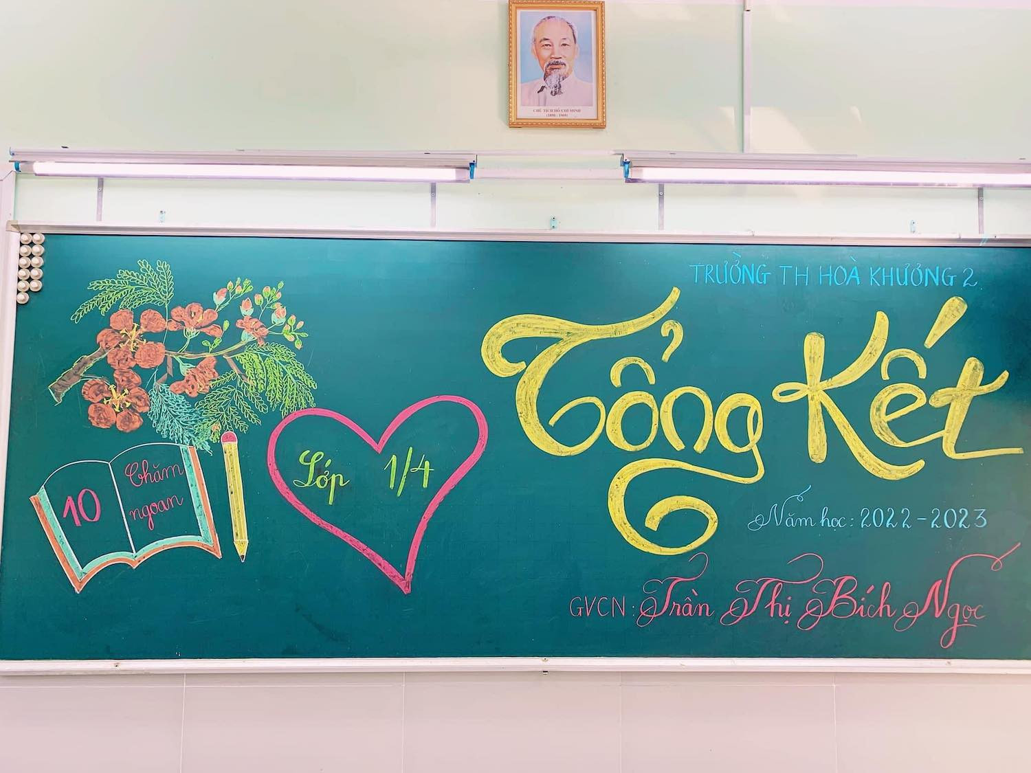 Tranh rồng trên bảng của cô giáo tiểu học nhận mưa lời khen-6