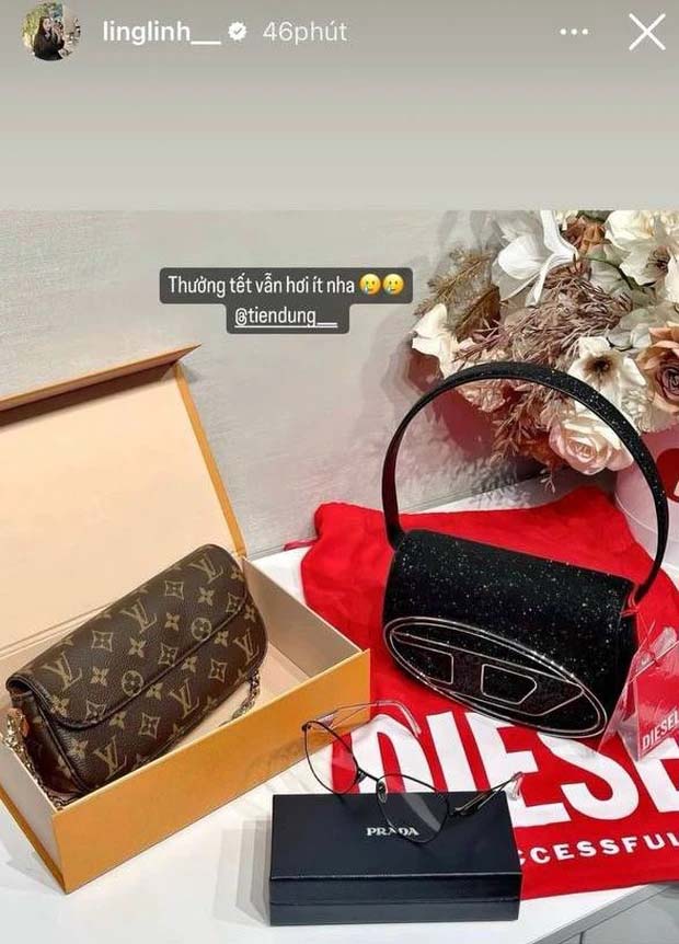 Khánh Linh khoe thưởng tết nhận từ Tiến Dũng: Túi xách, kính đều là hàng hiệu, sương sương cũng hơn 60 triệu đồng-1