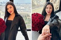 Quỳnh Thư khoe nhẫn kim cương khủng, được bạn trai cầu hôn trên tháp Eiffel sau 1 năm yêu
