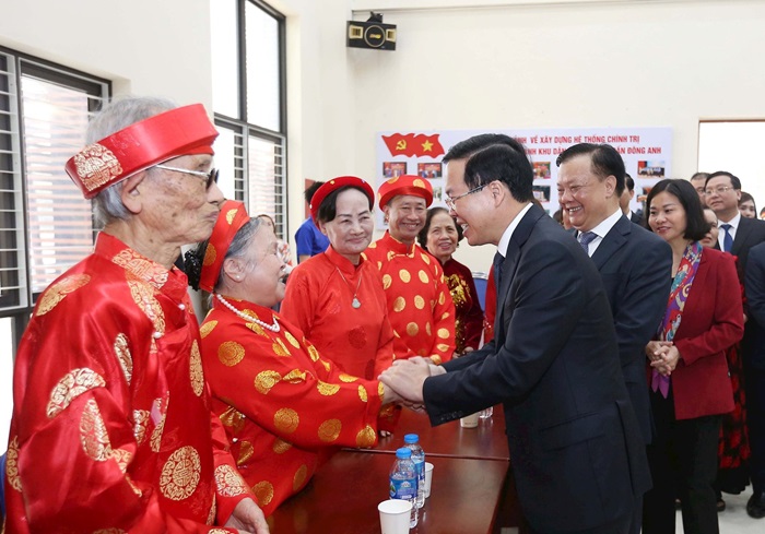 Chủ tịch nước Võ Văn Thưởng đến thăm, động viên cán bộ và nhân dân huyện Đông Anh nhân dịp đầu xuân mới-3