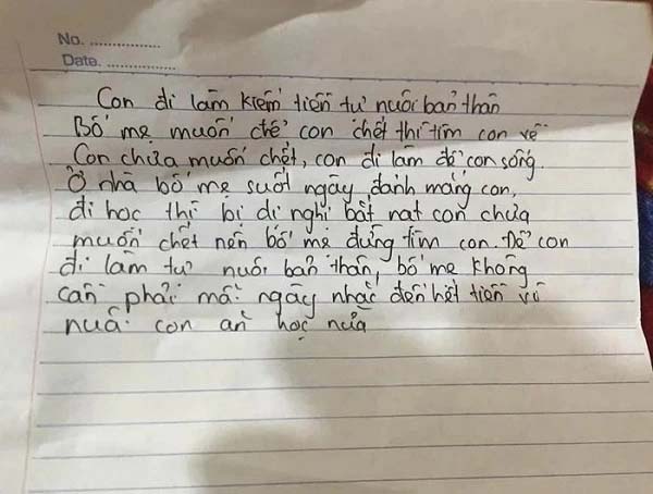 Thiếu nữ 16 tuổi mất tích, để lại thư: Bố mẹ suốt ngày đánh mắng, đi học thì bị bắt nạt, đừng tìm con-1