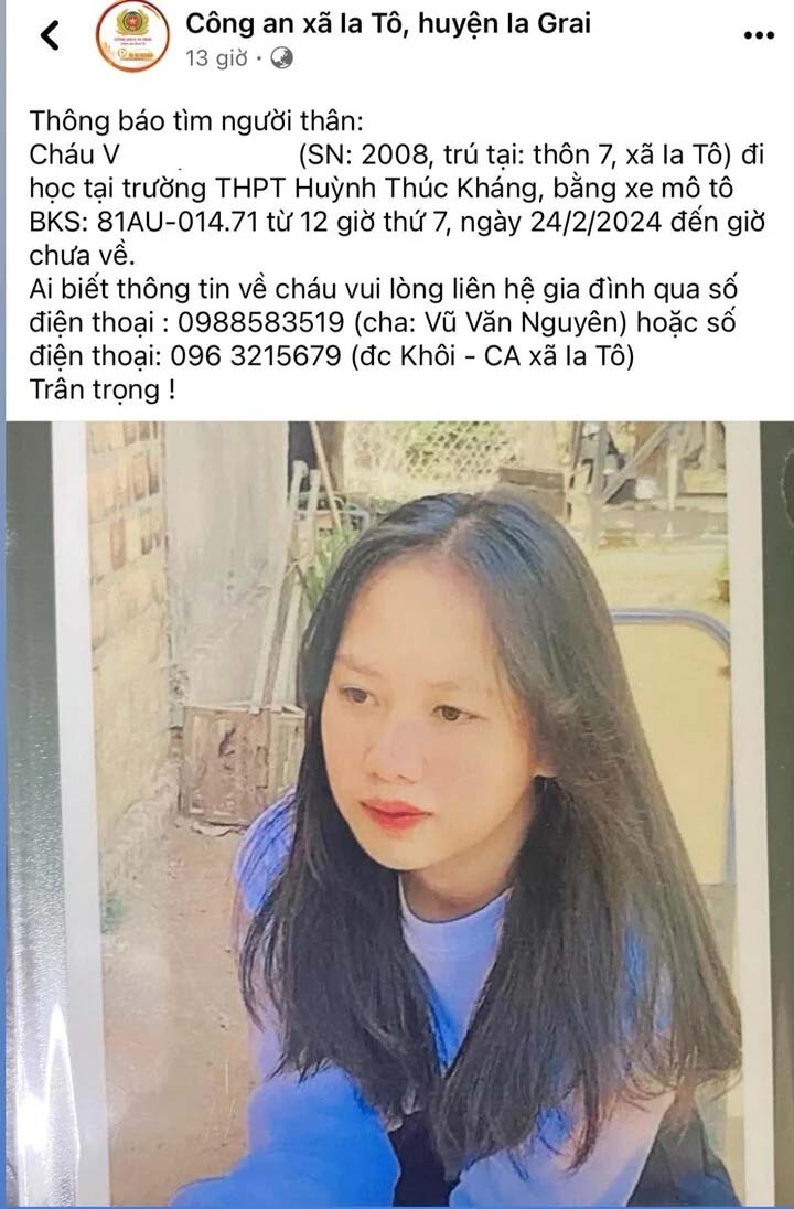 Tìm thấy nữ sinh 16 tuổi ở Gia Lai đi học rồi mất tích bí ẩn-1