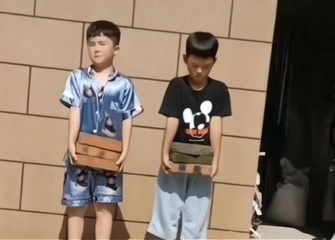 Hình ảnh 2 bé trai lười học bị mẹ bắt ôm gạch đứng ngoài nắng cho hiểu lao động chân tay khổ thế nào” gây tranh cãi-1
