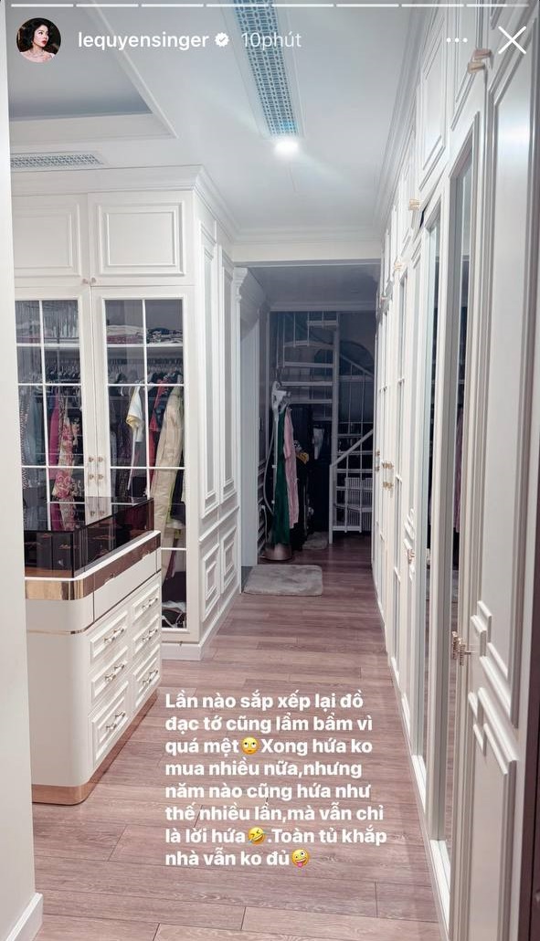 Hé lộ phòng thay đồ ở biệt thự triệu đô của Lệ Quyên: Nhiều đồ hiệu cỡ nào mà chị đẹp phải than quá mệt” khi sắp xếp!-2