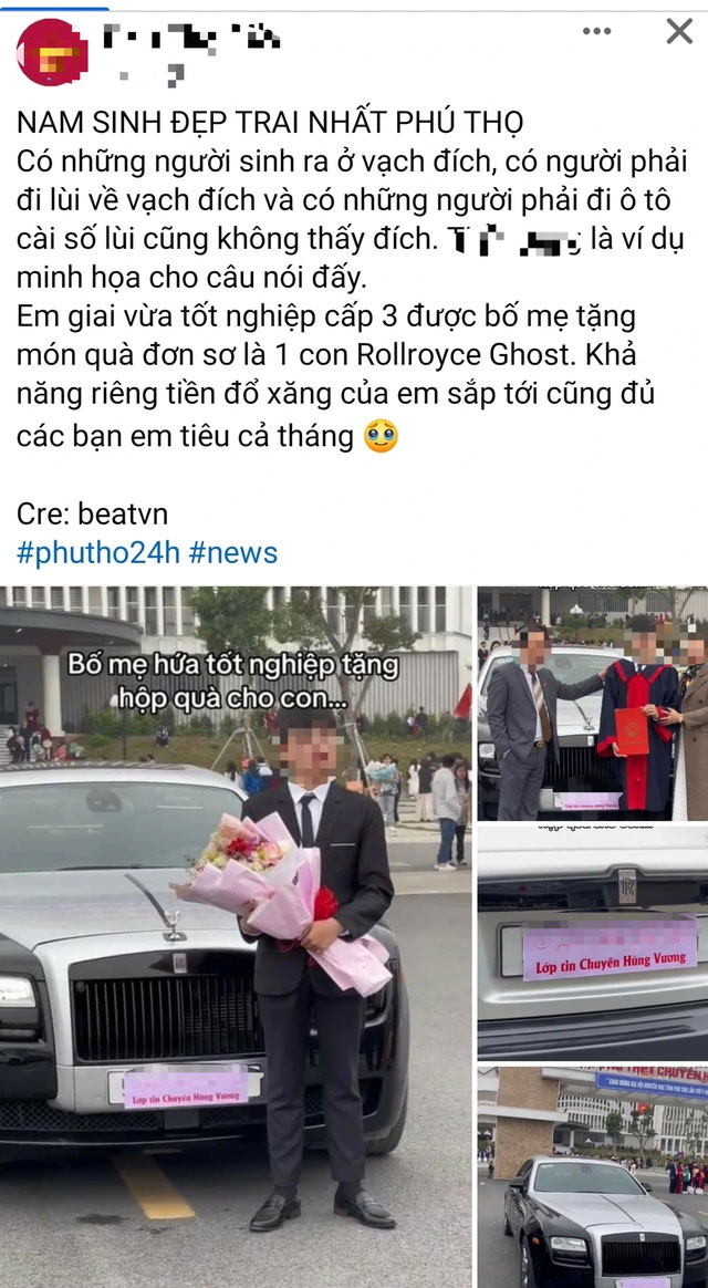 Thực hư nam sinh được bố tặng siêu xe Rolls-Royce trong lễ tốt nghiệp-1