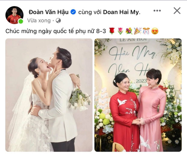 Đoàn Văn Hậu chúc 8/3 mẹ đẻ nhưng không quên mẹ vợ trẻ đẹp, Doãn Hải My lập tức chấm yêu quá: Chuẩn men-1
