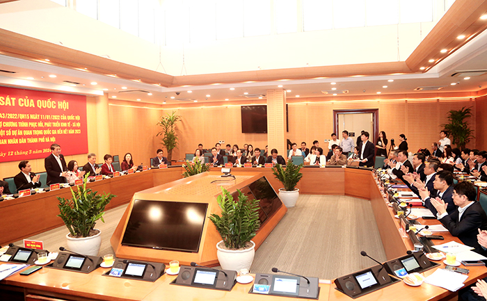Đoàn giám sát của Quốc hội về thực hiện Nghị quyết số 43/2022/QH15 của Quốc hội làm việc với UBND thành phố Hà Nội-1