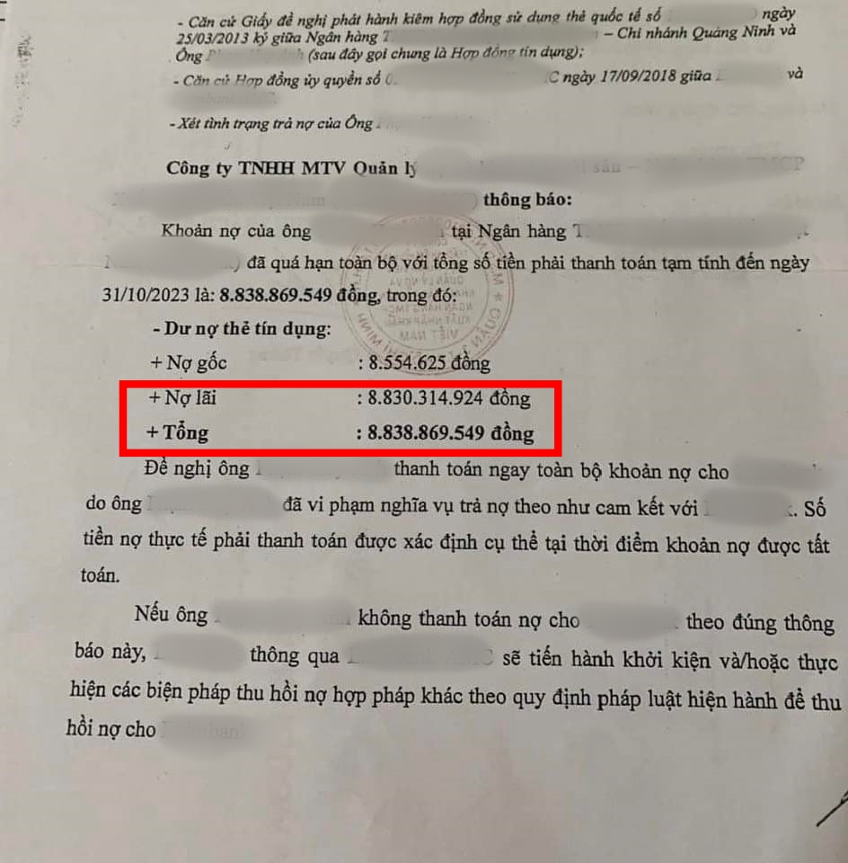 Khách hàng vay thẻ tín dụng Eximbank 8,5 triệu, 10 năm sau mang nợ gần 9 tỷ đồng lên tiếng: Bản thân cũng là bị hại?-1